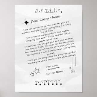 Poster Lettre personnalisée à une belle personne