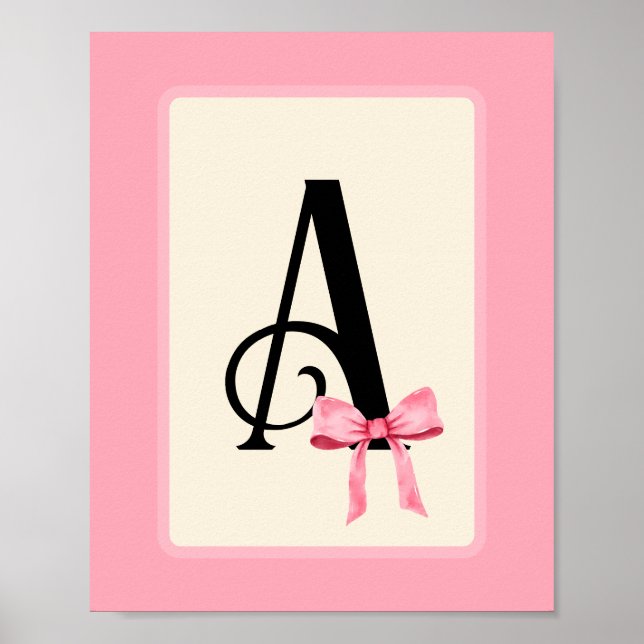 Poster Lettre personnalisée Imprimer avec coquette rose (Devant)