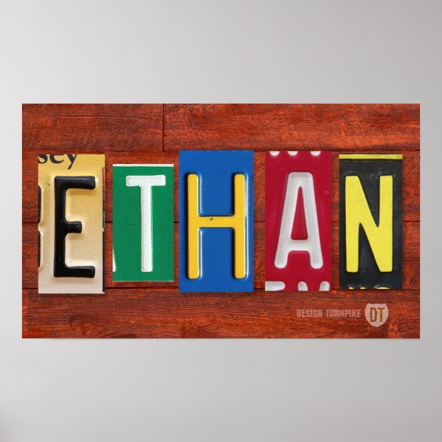 Poster Lettre plaque de licence ETHAN Nom Panneau personn (Devant)