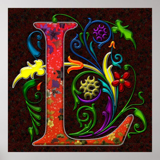 Poster LETTRE REGAL L avec art Arrière - plan (Devant)