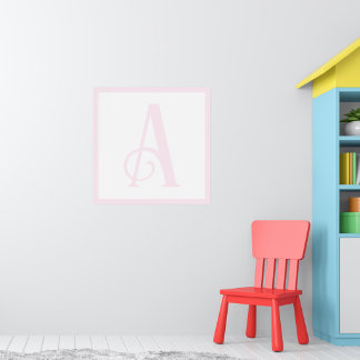 Poster Lettre rose personnalisée A Monogram Retro Nursery