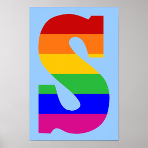 Poster Lettre S d'arc-en-ciel