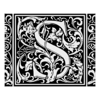 Lettre S Monogramme médiéval Art Nouveau