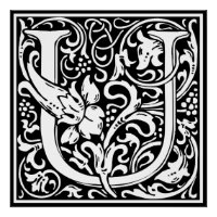 Lettre U Monogramme médiéval Art Nouveau
