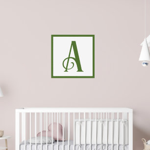Poster Lettre verte personnalisée A Monogram Retro Nurser