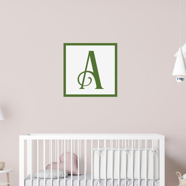 Poster Lettre verte personnalisée A Monogram Retro Nurser (Pépinière 2)