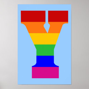 Poster Lettre Y d'arc-en-ciel