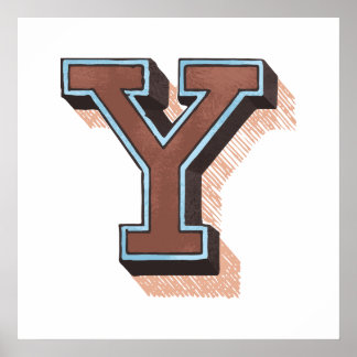 Poster Lettre "Y" Élégante brodée