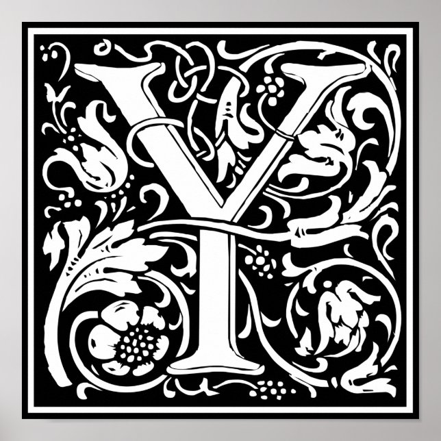 Poster Lettre Y Monogramme médiéval Art Nouveau (Devant)