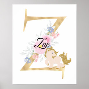 Poster Lettre Z monogramme personnalisé avec poney
