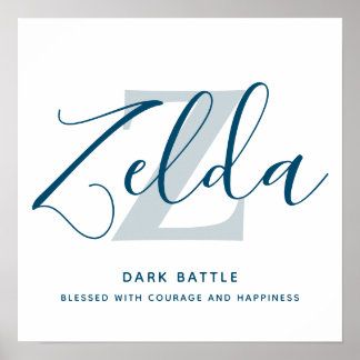 Poster Lettre Z nom elda signifiant bleu gris texte perso