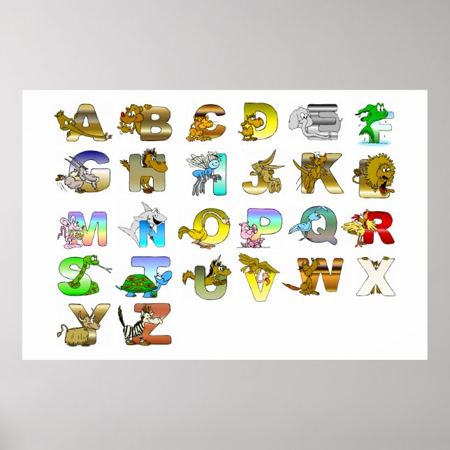 Poster Lettres alphabet animal (Devant)