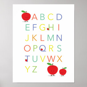 Poster Lettres alphabétiques ABC Éducatif Pomme colorée