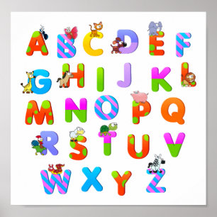 Poster Lettres alphabétiques colorées