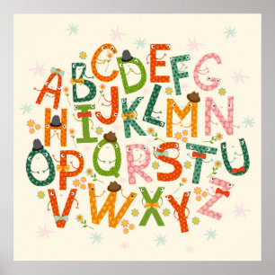 Poster Lettres d'alphabet colorées et amusantes