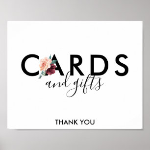 Poster Lettres de fleurs   Cartes et Cadeaux Maroon Signe