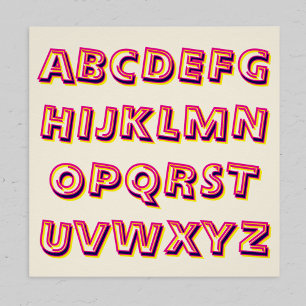 Poster Lettres de l'Alphabet Rétro Cool Littératie