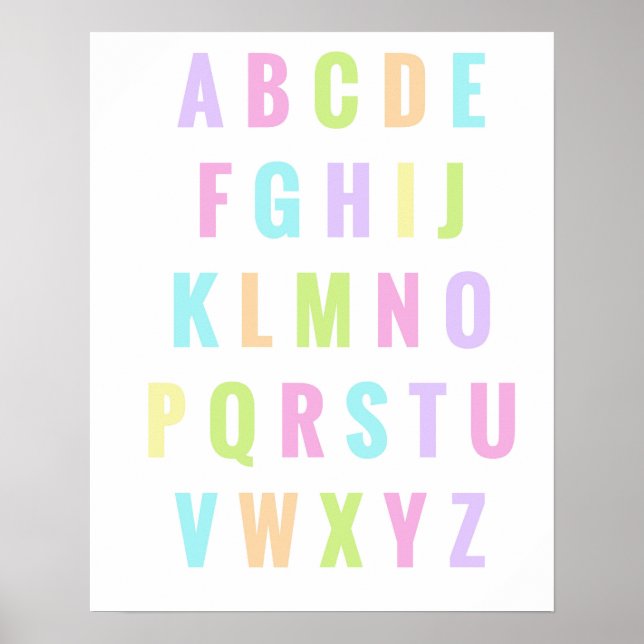 Poster Lettres de salle de jeu Alphabet Pastel Rainbow (Devant)