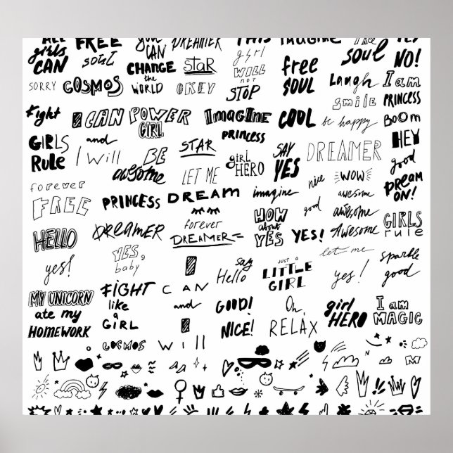 Poster Lettres dessinées à la main, collection de griboui (Devant)