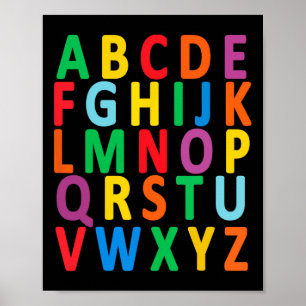 Poster Lettres Majuscules Colorées Alphabet Apprendre Abc