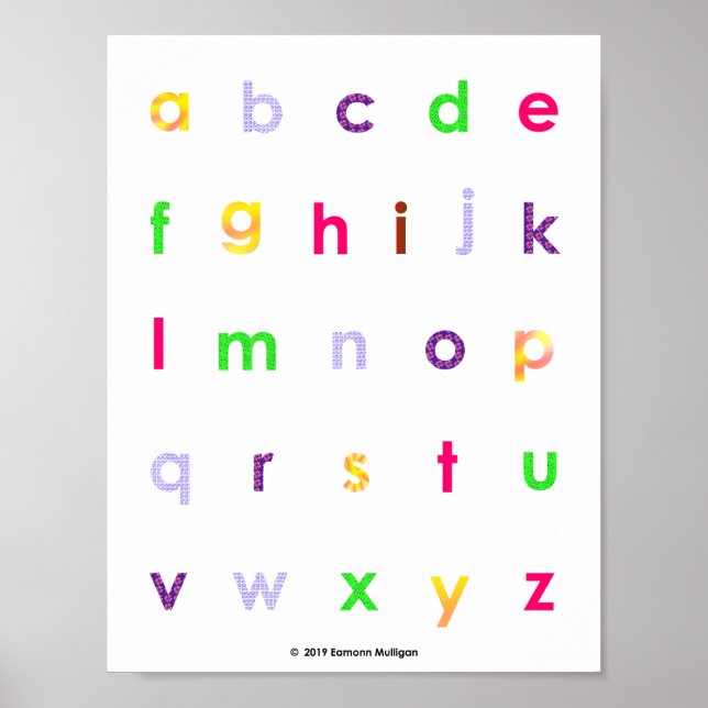 Poster Lettres minuscules de l'alphabet (Devant)
