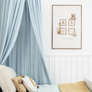 Poster Lettres neutres de bloc de bois de Boho Nursing