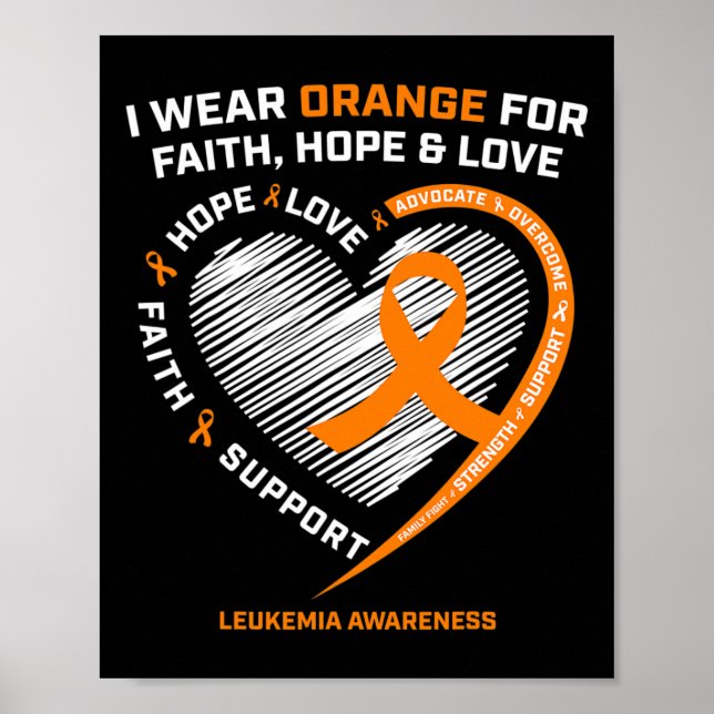 Poster Leucémie orange Conscience Foi Espoir Amour Christ (Devant)