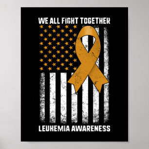 Poster Leucémie Sensibilisation Orange Ruban Usa Drapeau 
