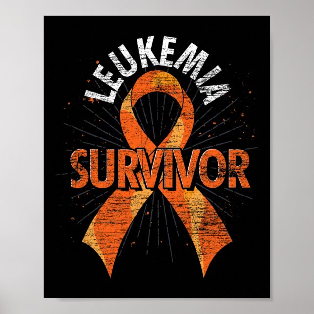 Poster Leucémie Survivante Orange Ruban Cancer Leucémie A (Devant)