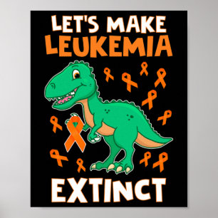 Poster Leukemia Dinosaur Orange Ribbon Hématologue Repti