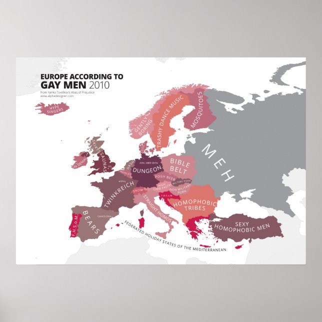 Poster L'Europe selon les Hommes homosexuels (Devant)