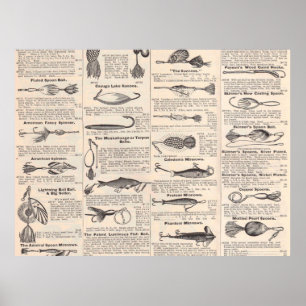 Poster Leurres de pêche Publicité Art de pêcheur
