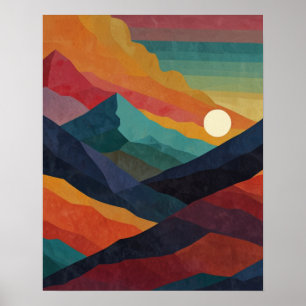 Poster Levée Abstraite de montagne