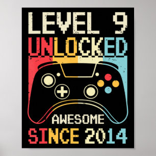 Poster Level 9 Video Game 9th Birthday Gamer Boy