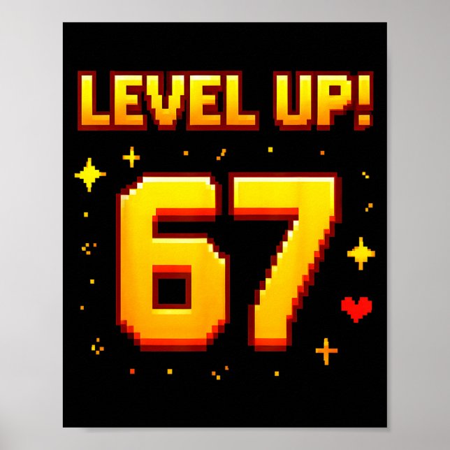 Poster Level Up 67 Funny Gaming 6 7 Meme Gen Alpha Slang  (Devant)