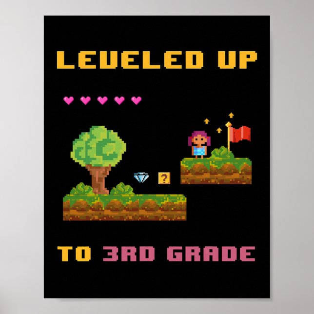 Poster Levelup 3e Grade Ck To School Shirt Funny Gam (Devant)