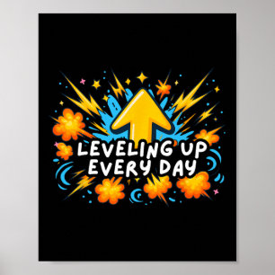 Poster Levelup Chaque Jour Ck To School Shirt Gamer Boy