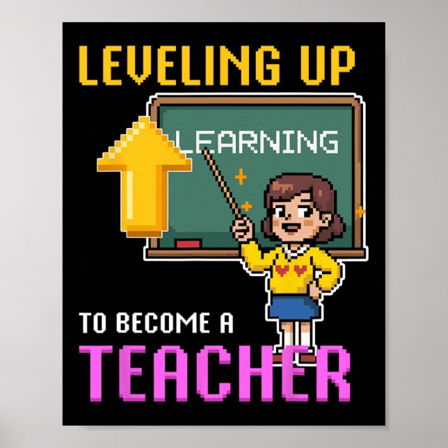 Poster Levelup Enseignant Ck À L'École Amusante Gamer Fil (Devant)