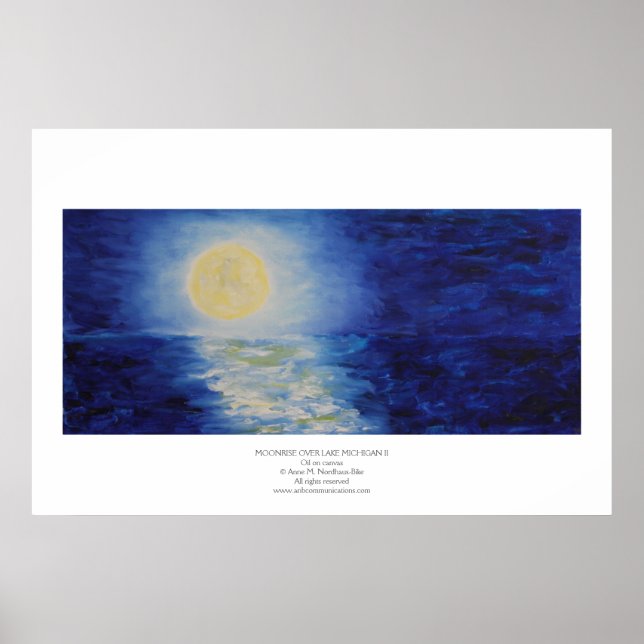 Poster Lever de lune sur le lac Michigan II (Devant)