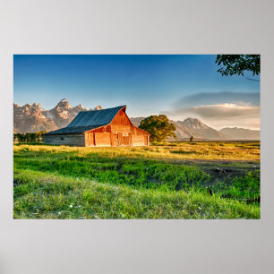 Poster Lever de soleil à la grange de Moulton