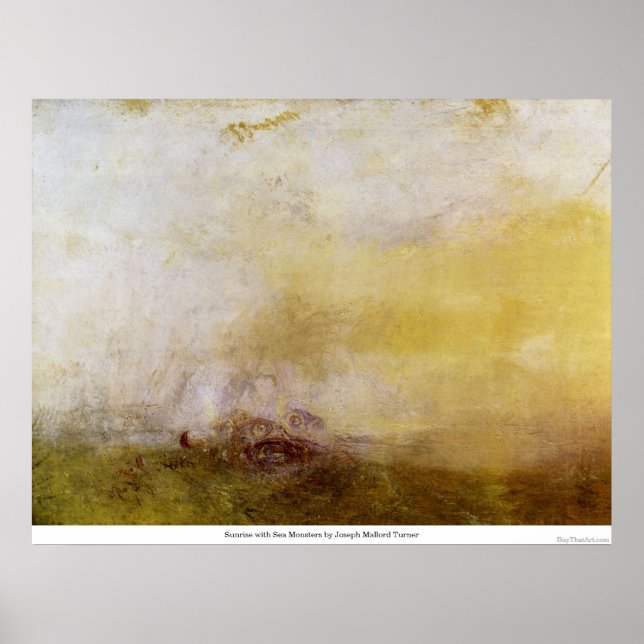 Poster Lever de soleil avec monstres de mer par Joseph Ma (Devant)