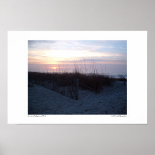 Poster Lever de soleil avec Seagrass et clôture