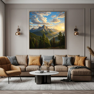 Poster Lever de soleil dans les montagnes