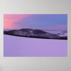Poster Lever de soleil d'hiver dans les montagnes du Pien