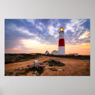 Poster Lever De Soleil D'Or Au Phare Portland Bill