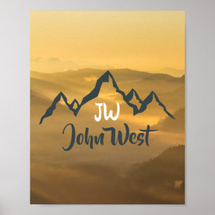 Poster Lever de soleil doré monogramme personnalisable mo