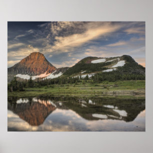 Poster Lever de soleil et reflet, Glacier National Park,