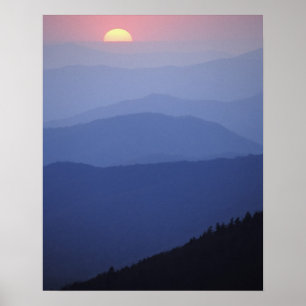 Poster Lever de soleil, montagnes du sud des Appalaches,