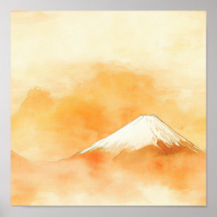 Poster Lever de soleil sur le mont Fuji – Aquarelle 2