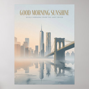 Poster Lever de soleil sur l'East River à Manhattan